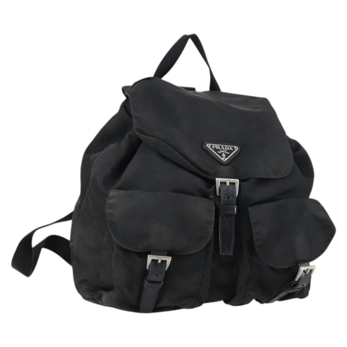PRADA Backpack Nylon Black Silver Auth 135321
