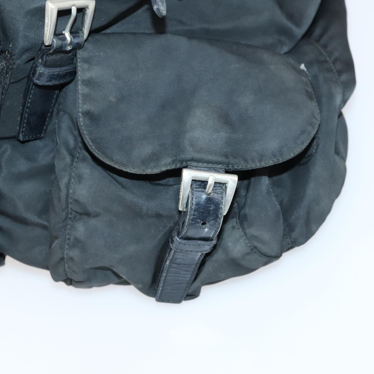 PRADA Backpack Nylon Black Silver Auth 135321