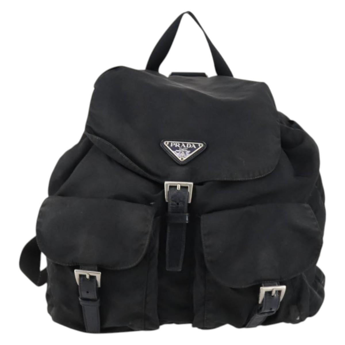 PRADA Backpack Nylon Black Silver Auth 135321