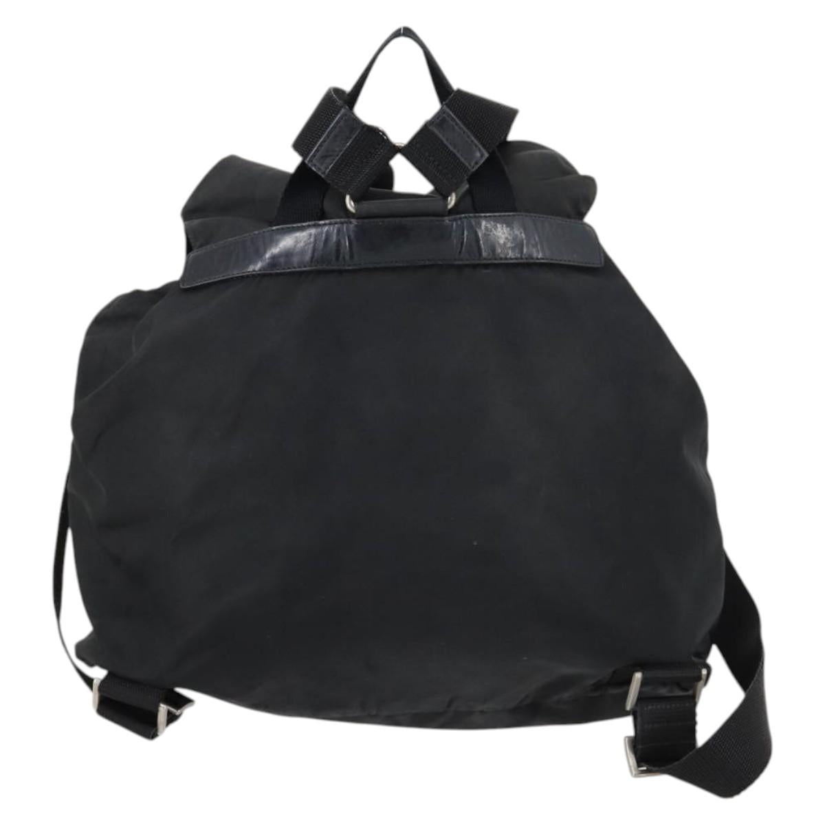 PRADA Backpack Nylon Black Silver Auth 135321