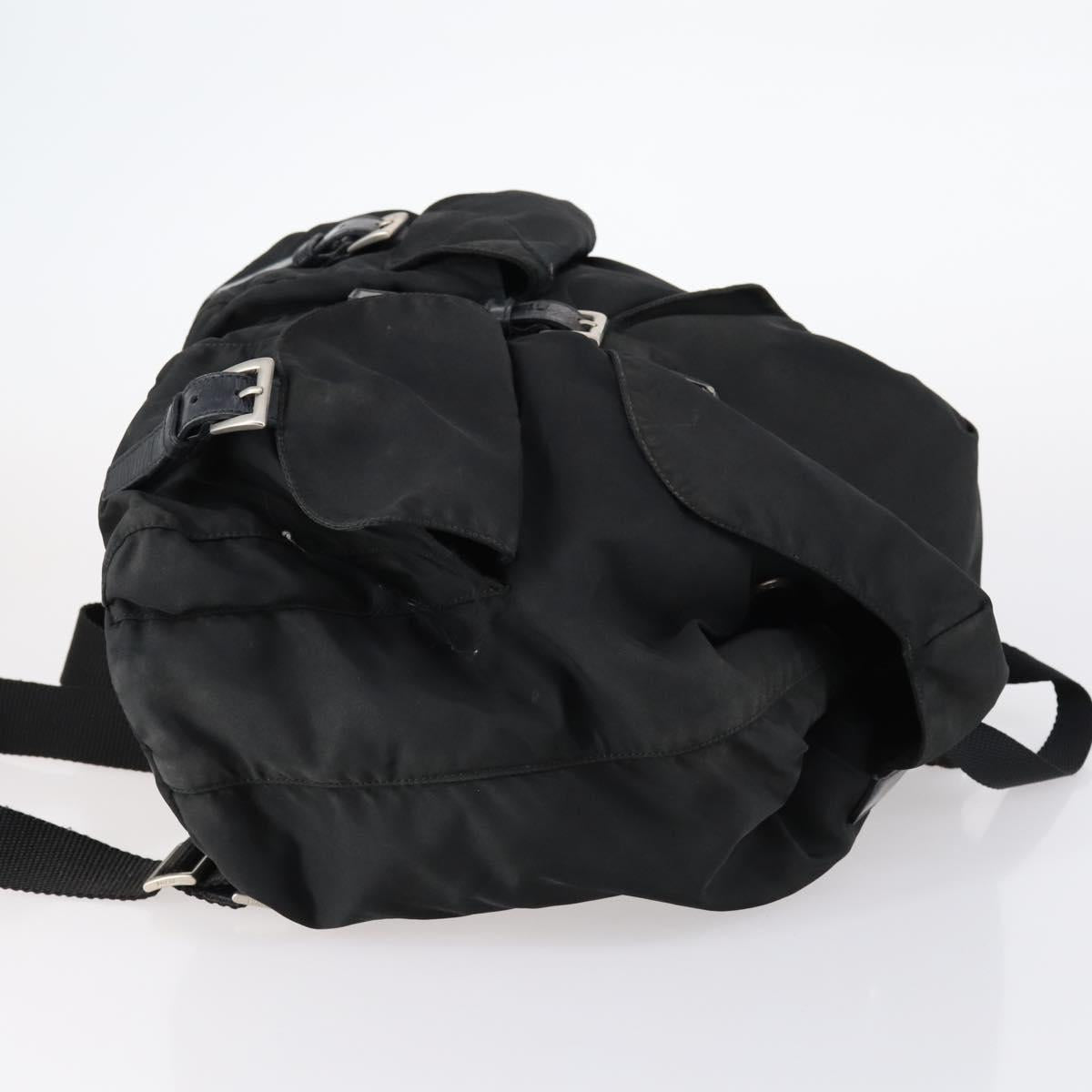 PRADA Backpack Nylon Black Silver Auth 135321