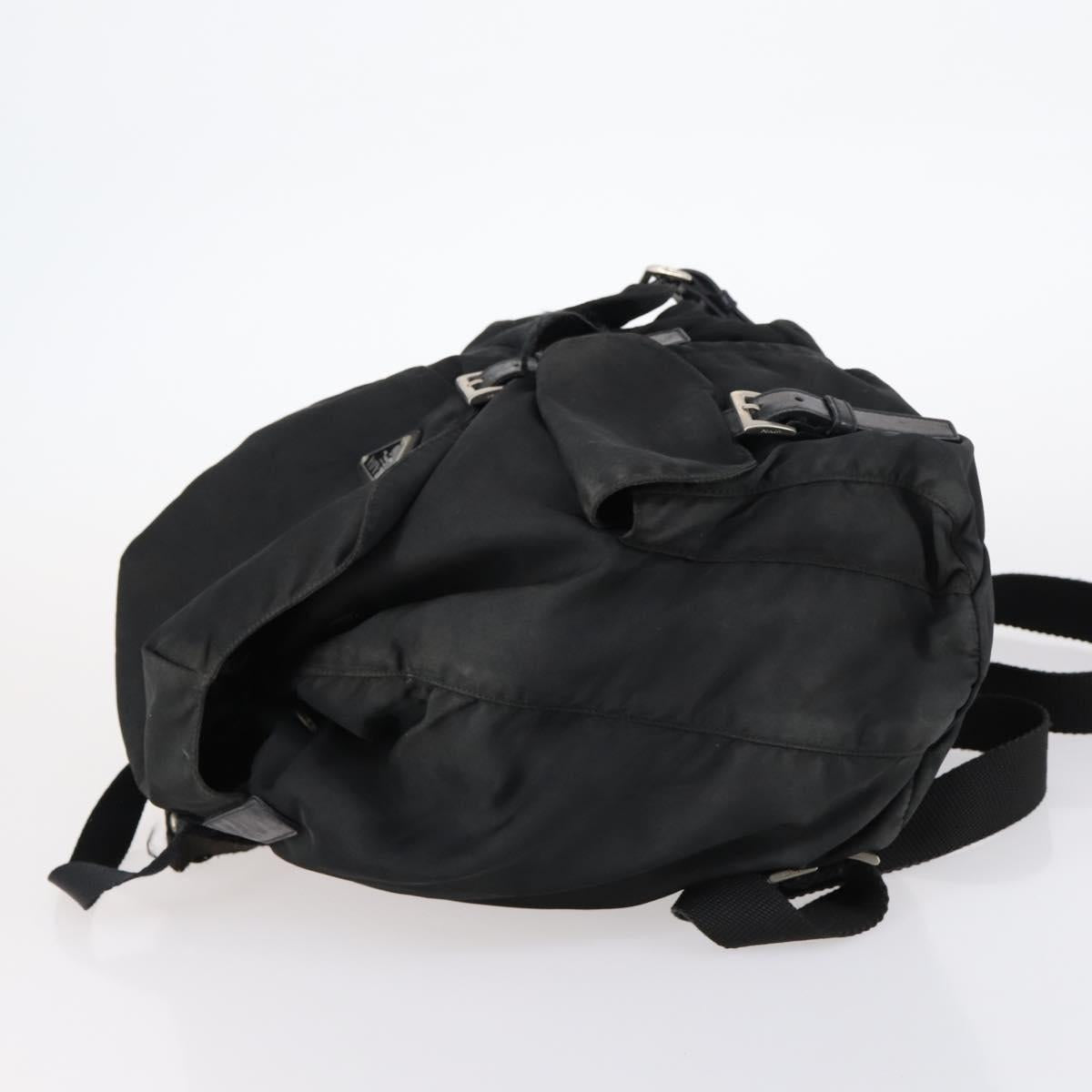 PRADA Backpack Nylon Black Silver Auth 135321
