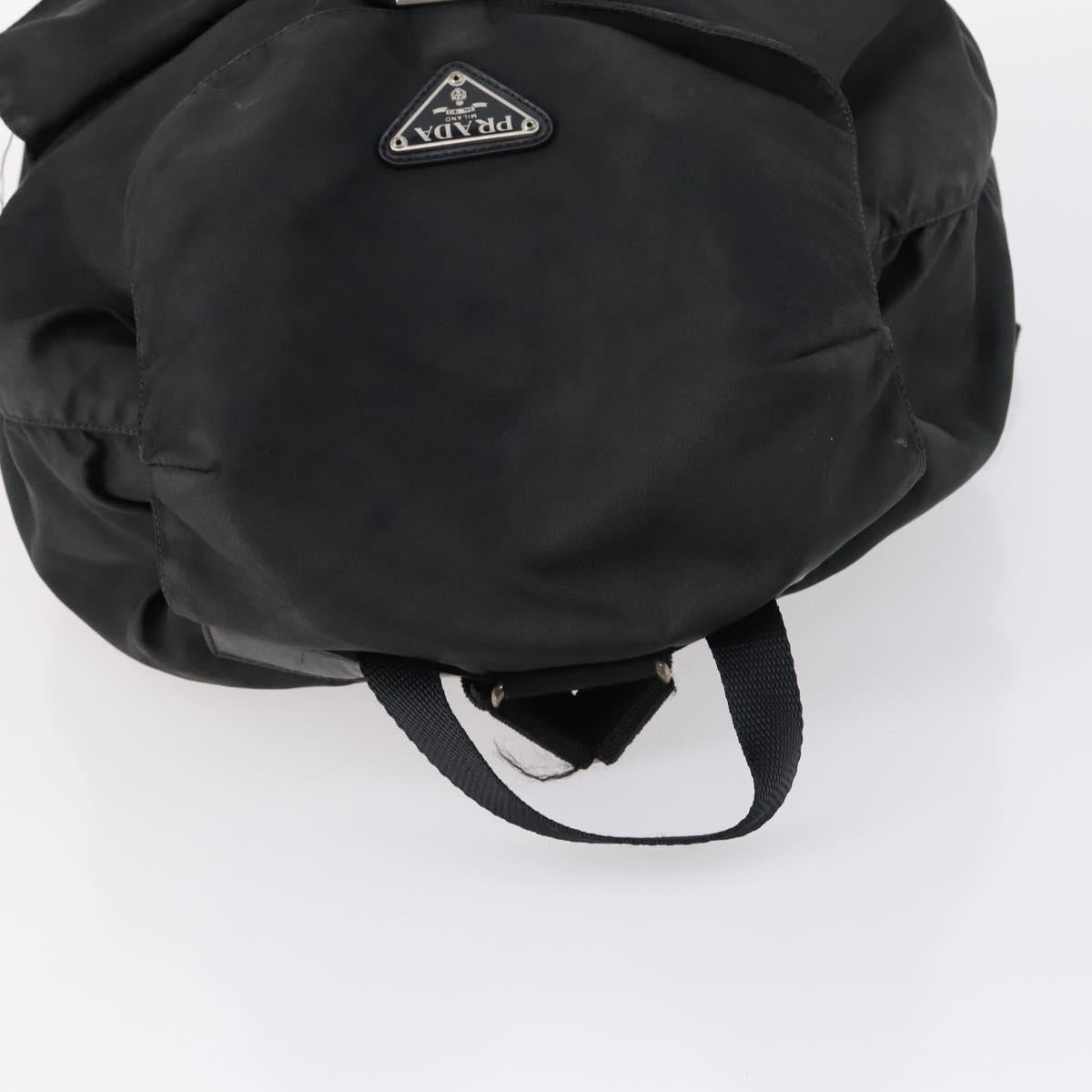 PRADA Backpack Nylon Black Silver Auth 135321