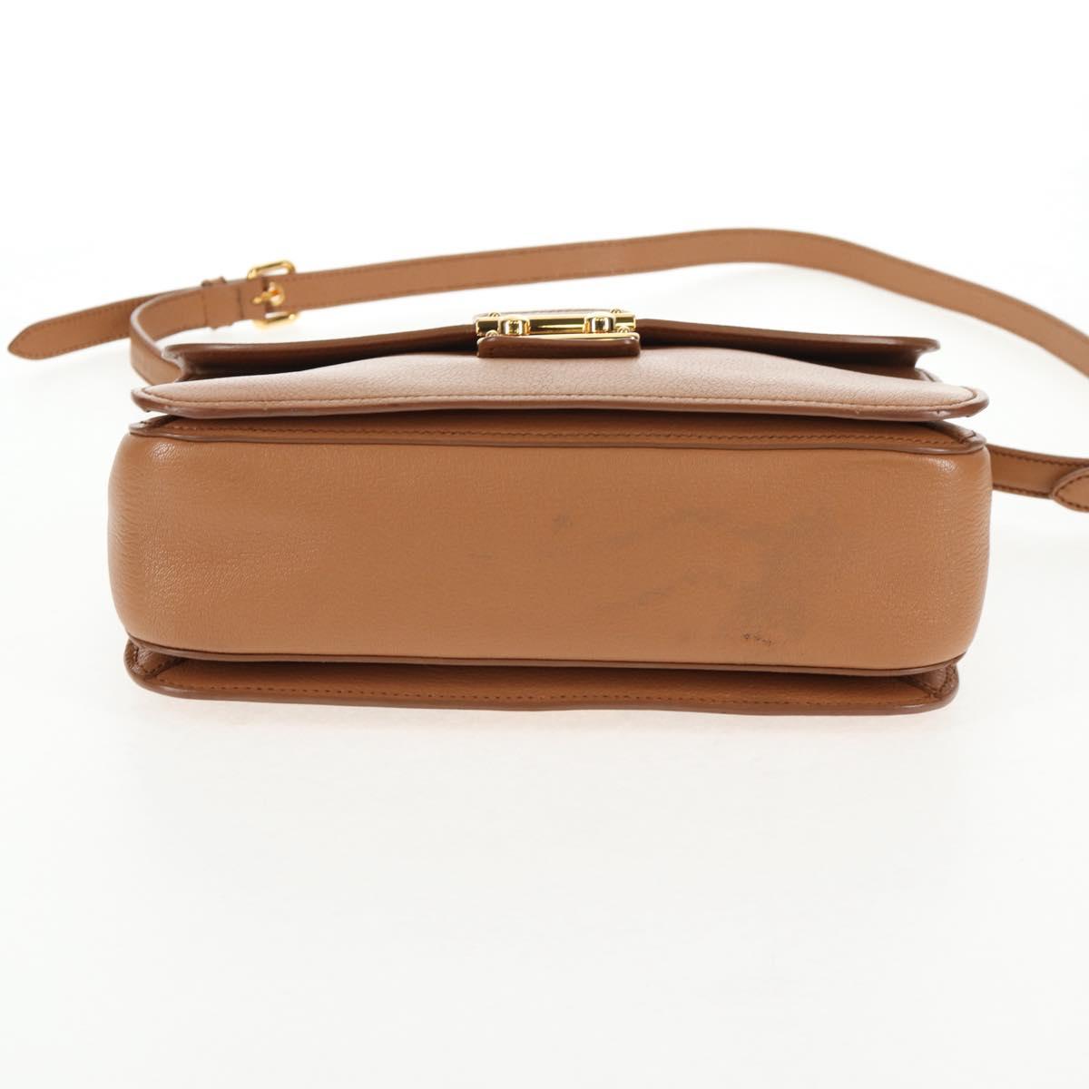 Miu Miu Hand Bag Leather 2way Brown Gold Auth 135322V