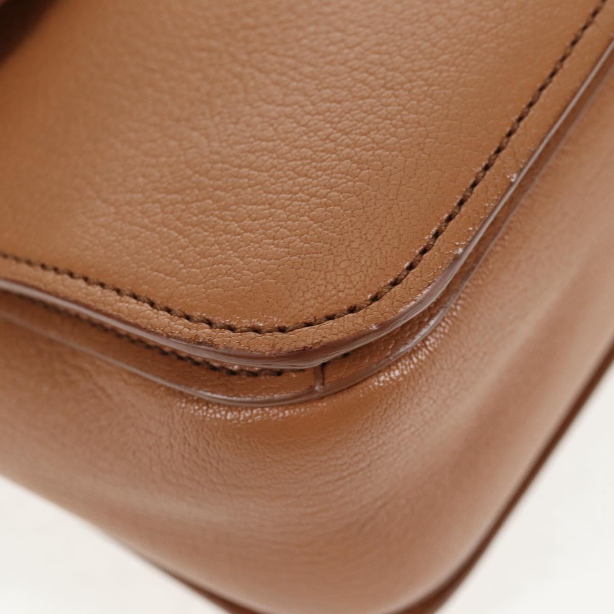 Miu Miu Hand Bag Leather 2way Brown Gold Auth 135322V