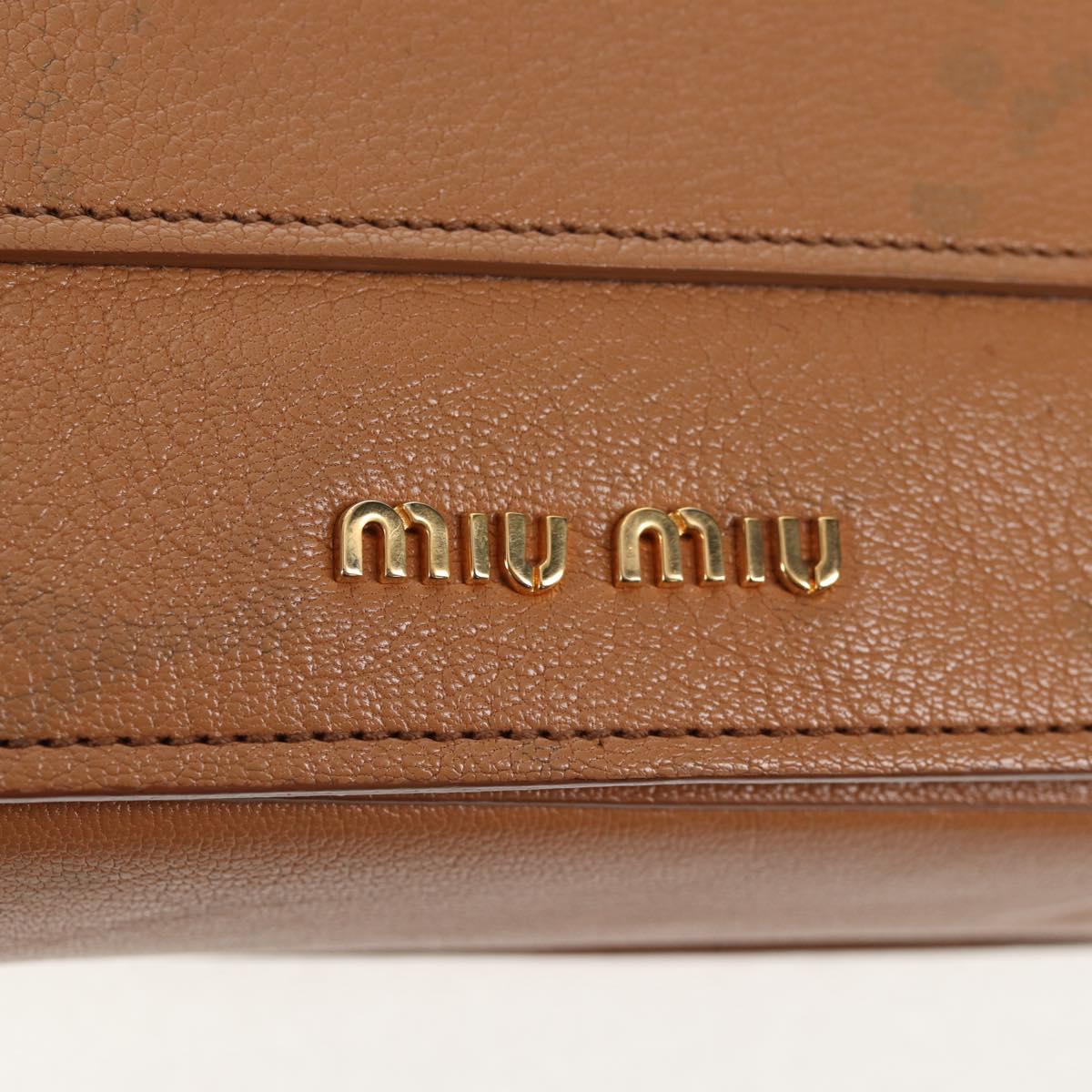 Miu Miu Hand Bag Leather 2way Brown Gold Auth 135322V