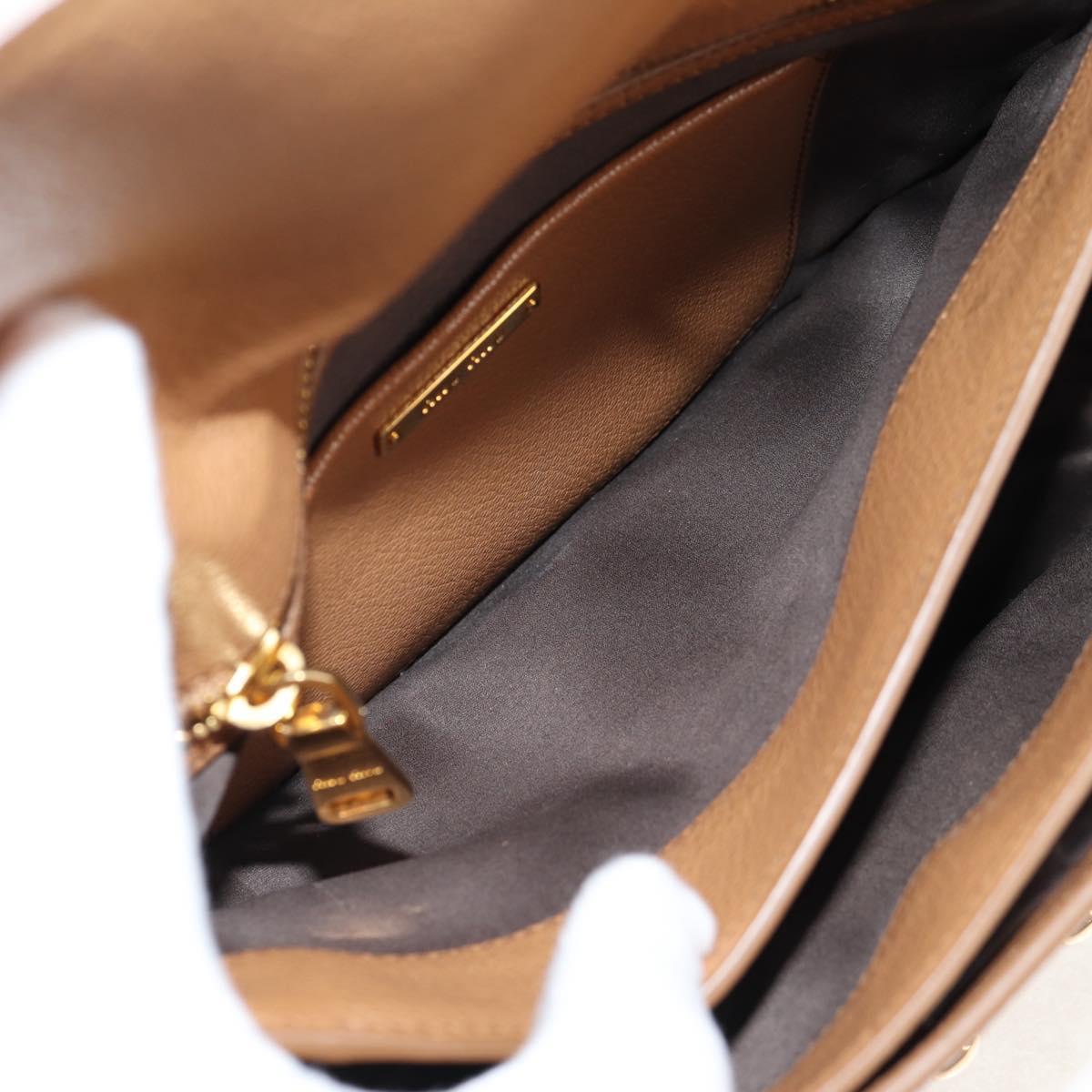 Miu Miu Hand Bag Leather 2way Brown Gold Auth 135322V