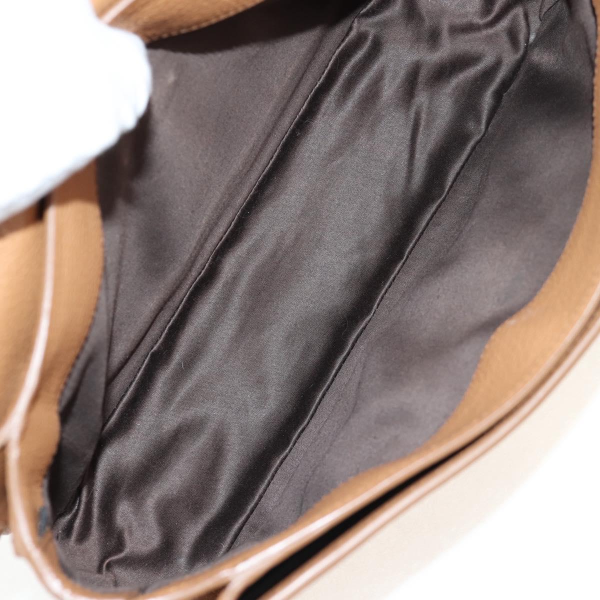 Miu Miu Hand Bag Leather 2way Brown Gold Auth 135322V