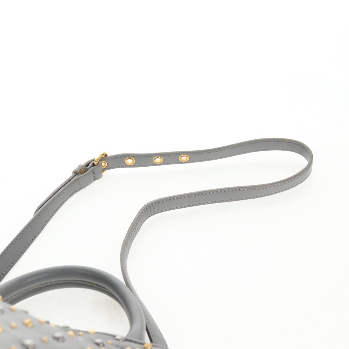Miu Miu Hand Bag Leather 2way Gray Gold Auth 135324V