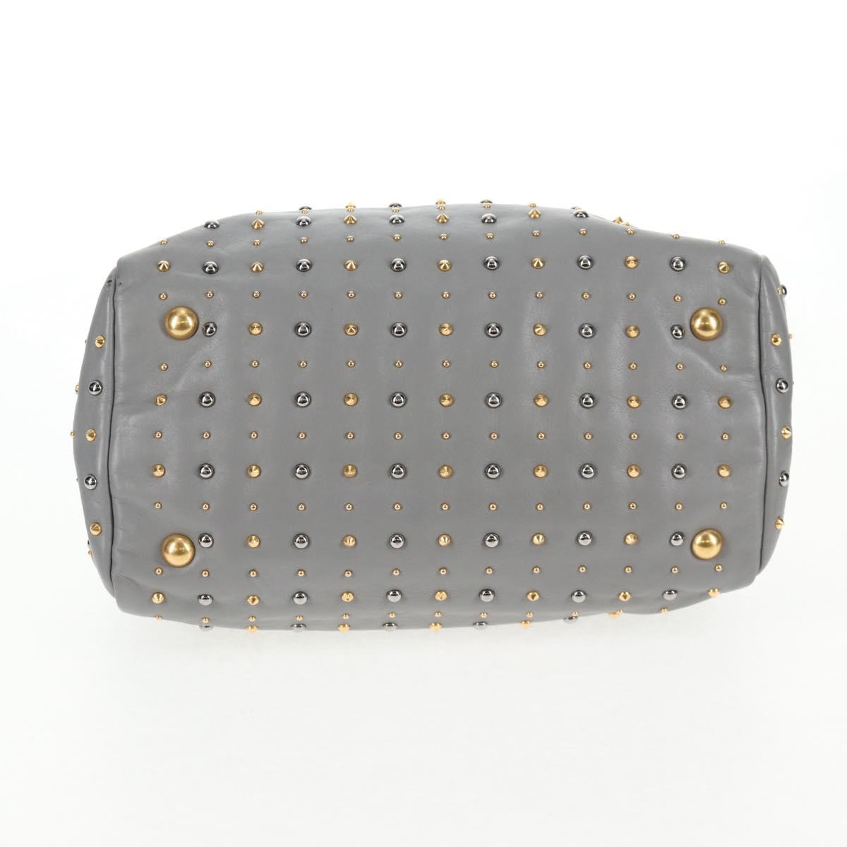 Miu Miu Hand Bag Leather 2way Gray Gold Auth 135324V