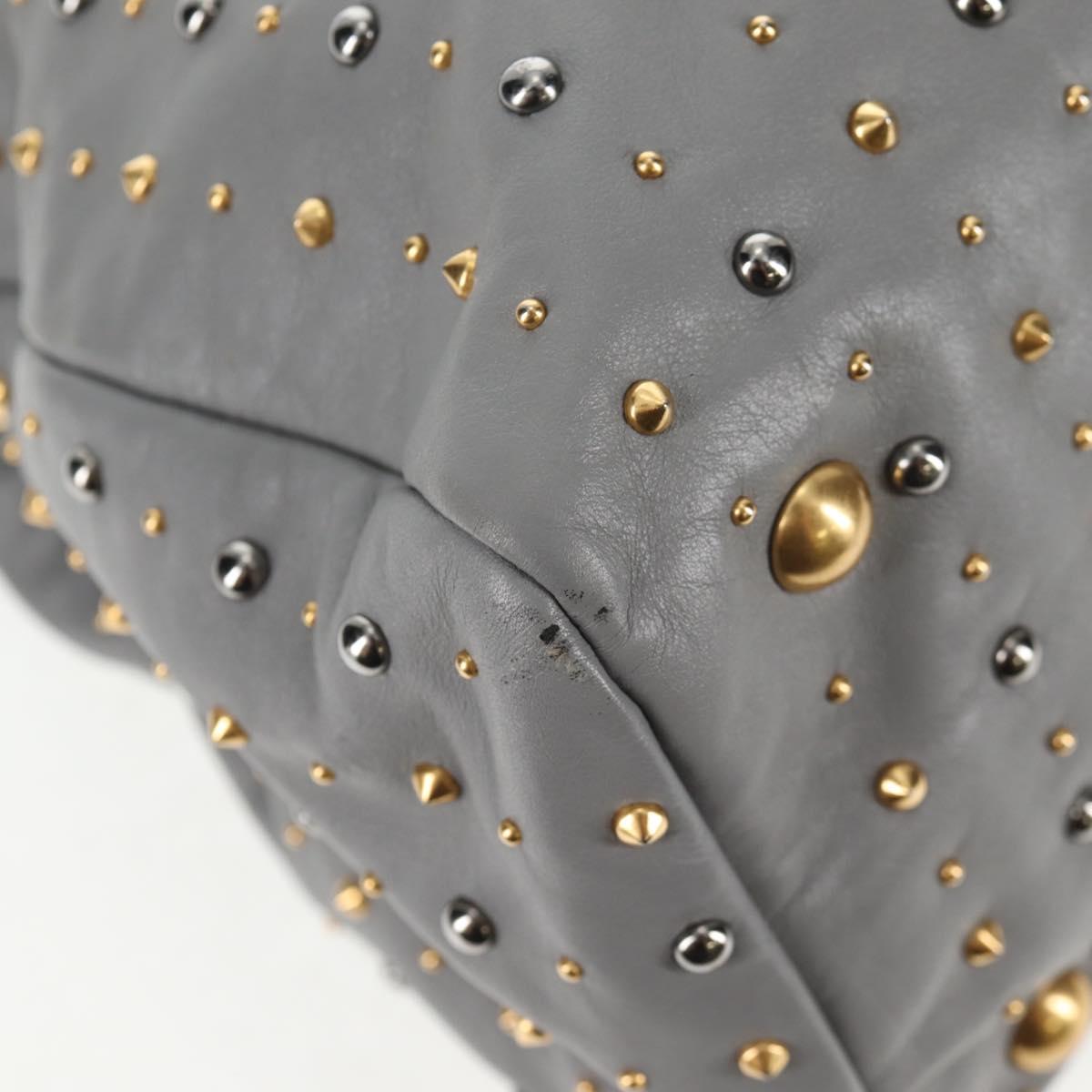 Miu Miu Hand Bag Leather 2way Gray Gold Auth 135324V