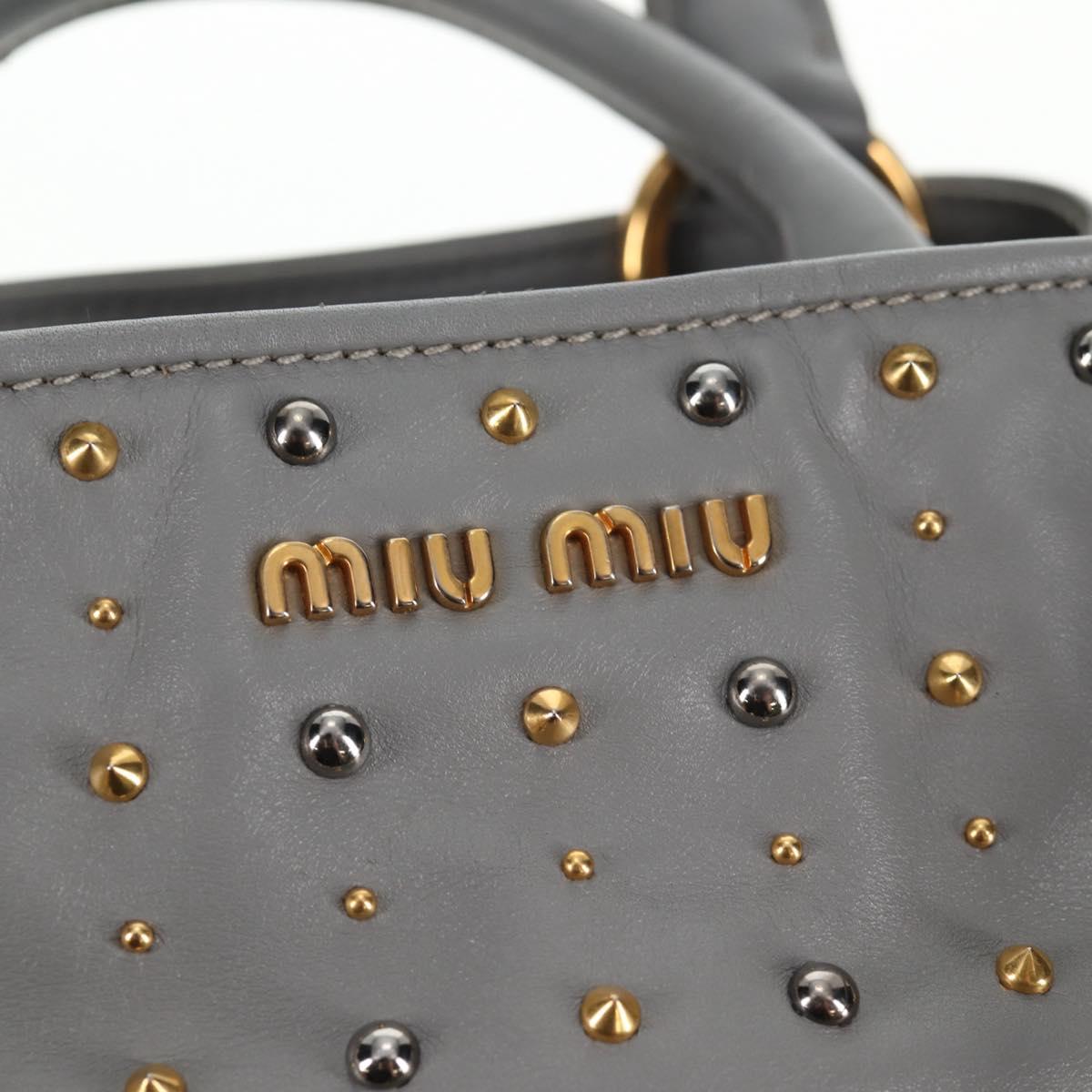 Miu Miu Hand Bag Leather 2way Gray Gold Auth 135324V