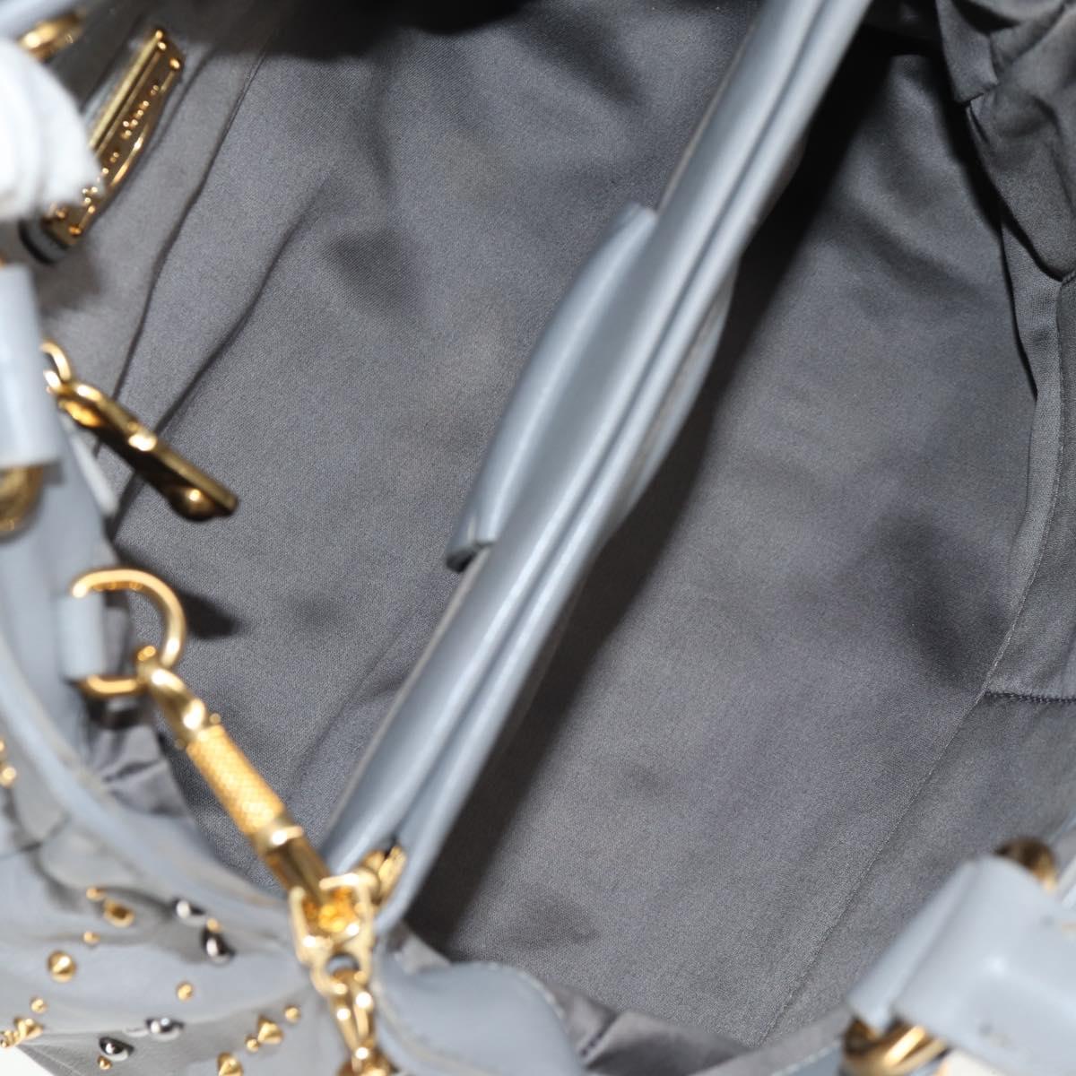 Miu Miu Hand Bag Leather 2way Gray Gold Auth 135324V