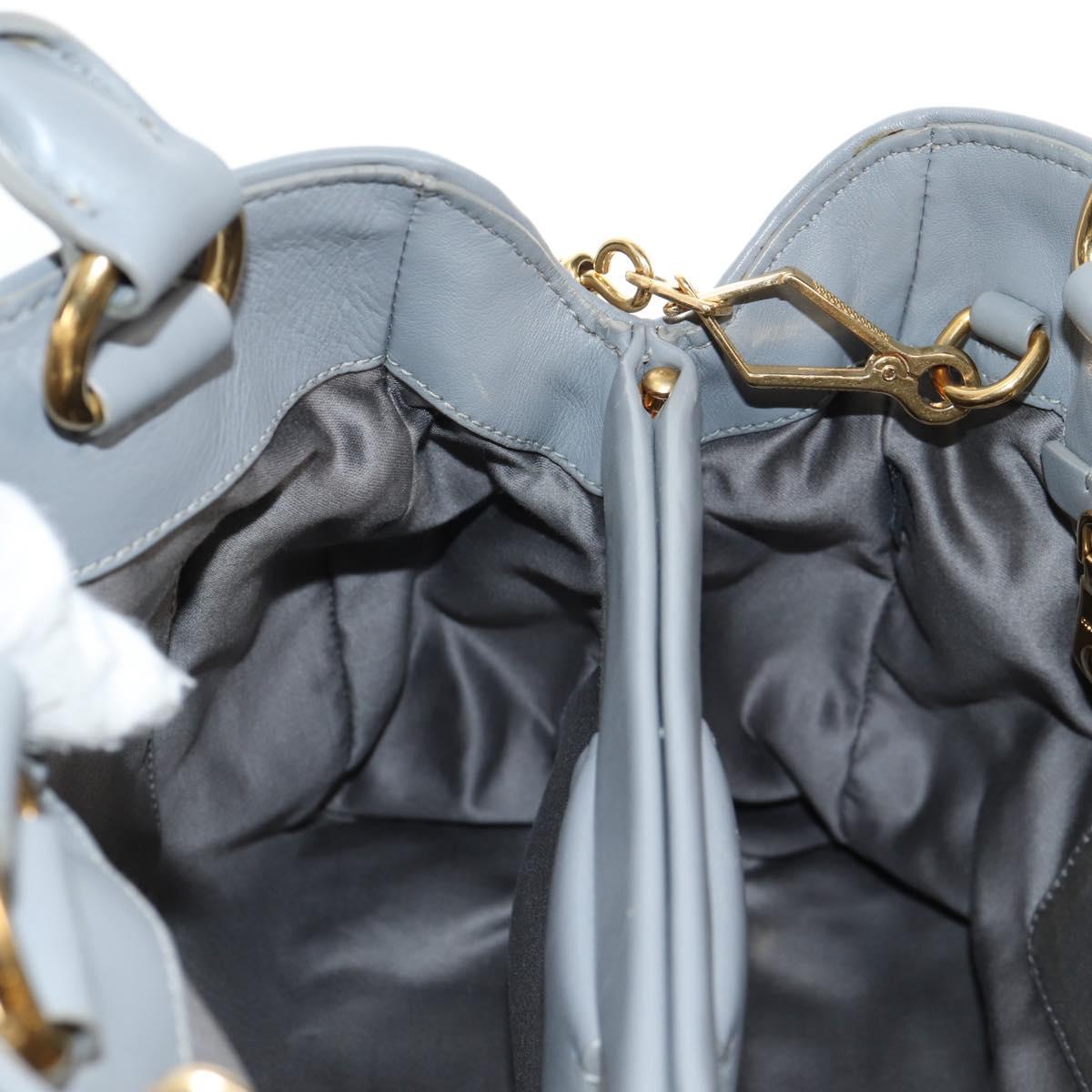 Miu Miu Hand Bag Leather 2way Gray Gold Auth 135324V