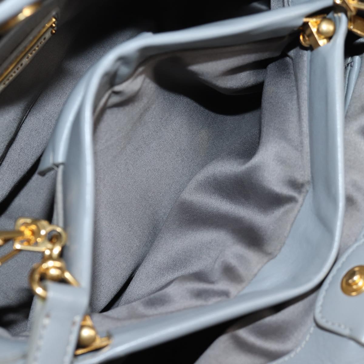 Miu Miu Hand Bag Leather 2way Gray Gold Auth 135324V