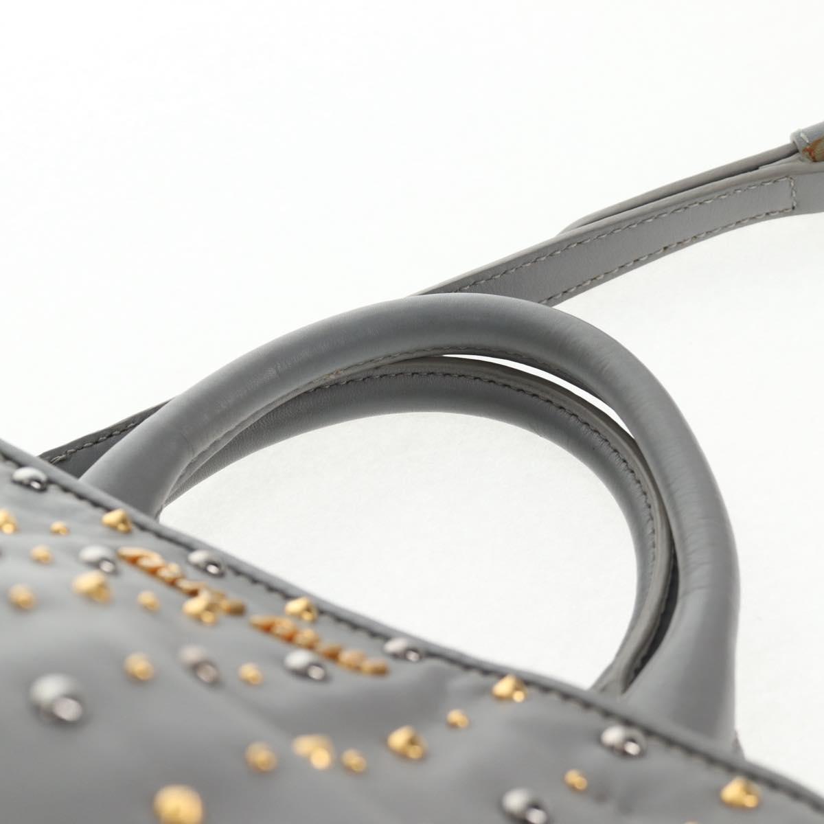 Miu Miu Hand Bag Leather 2way Gray Gold Auth 135324V