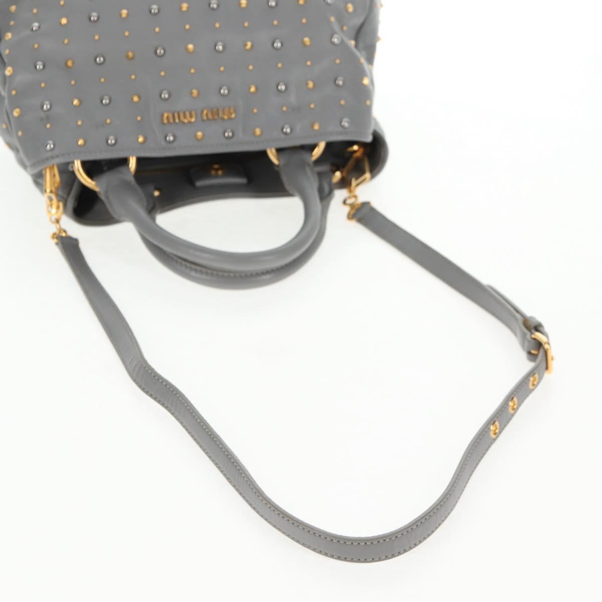 Miu Miu Hand Bag Leather 2way Gray Gold Auth 135324V
