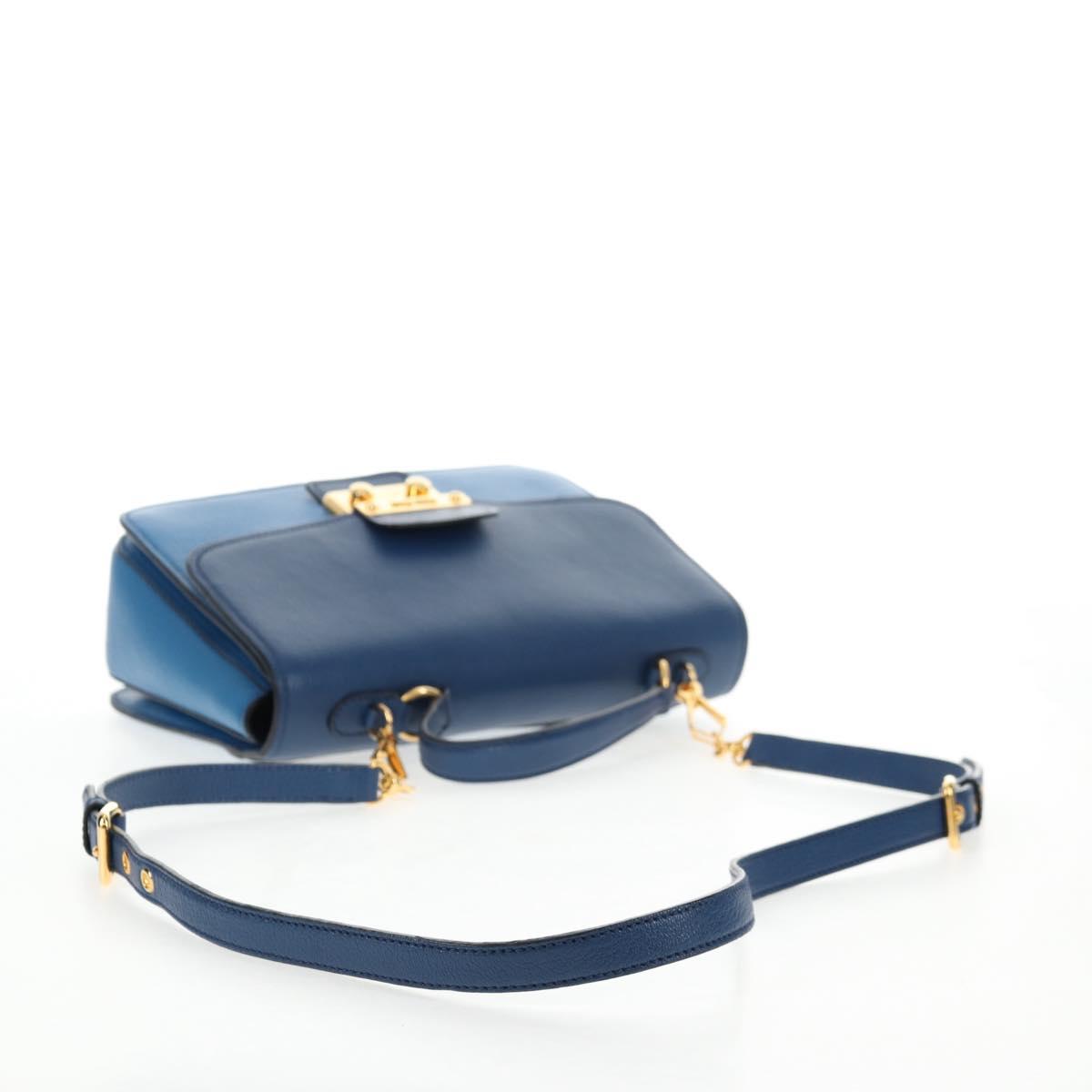 Miu Miu Hand Bag Leather 2way Blue Gold Auth 135331V