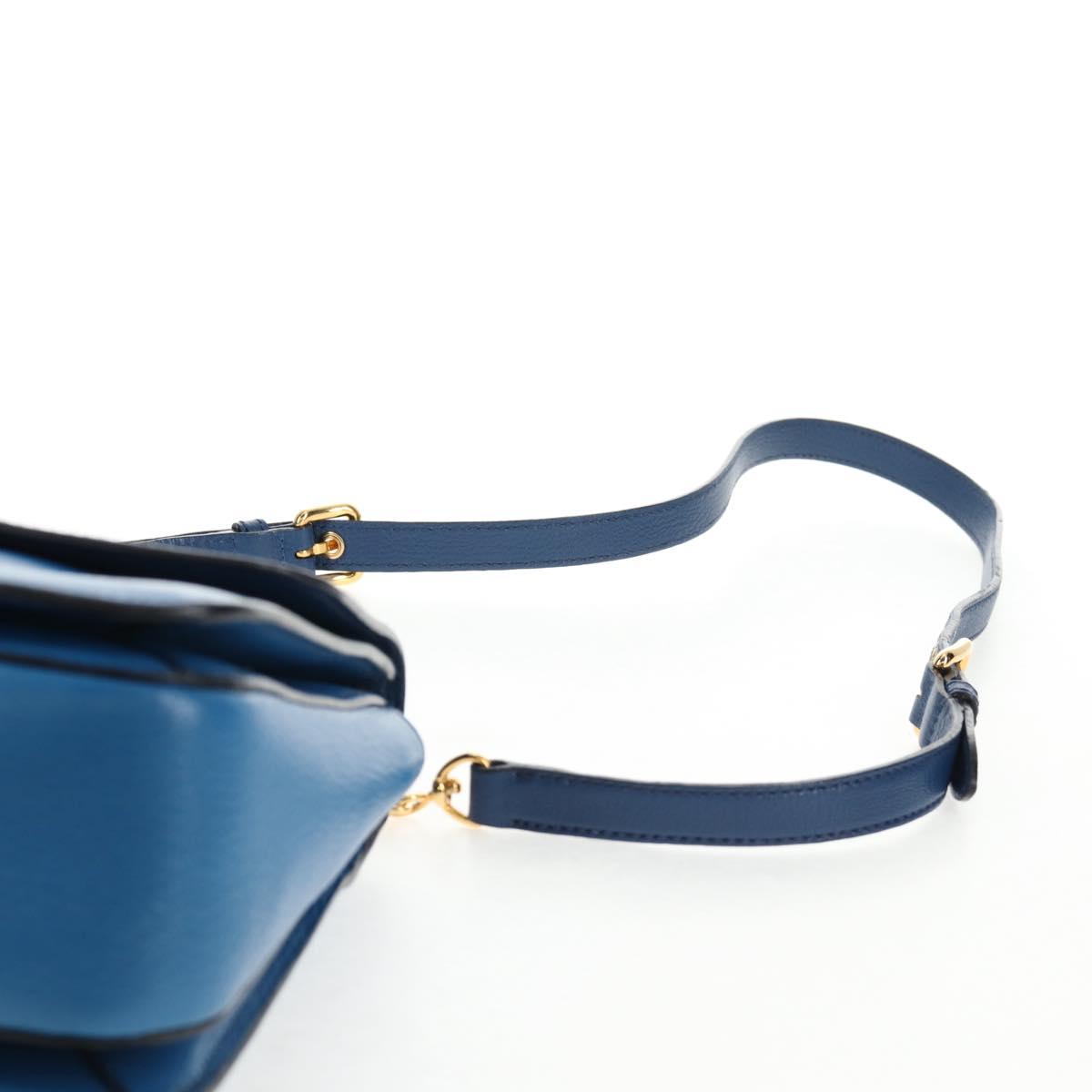 Miu Miu Hand Bag Leather 2way Blue Gold Auth 135331V