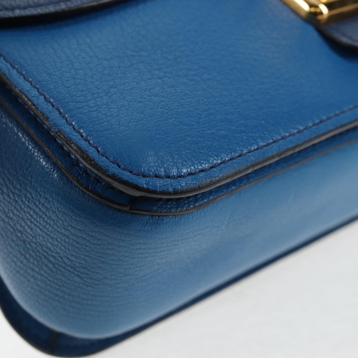 Miu Miu Hand Bag Leather 2way Blue Gold Auth 135331V