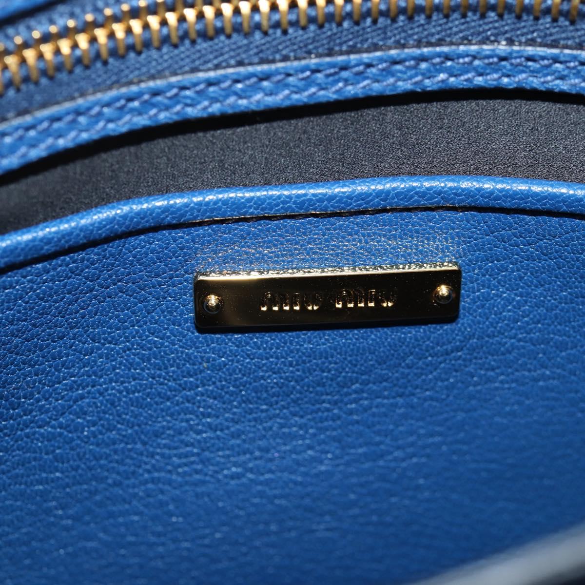 Miu Miu Hand Bag Leather 2way Blue Gold Auth 135331V