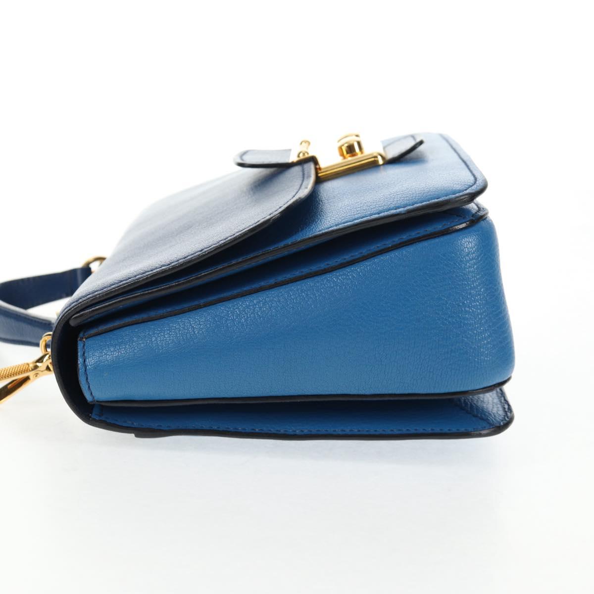 Miu Miu Hand Bag Leather 2way Blue Gold Auth 135331V