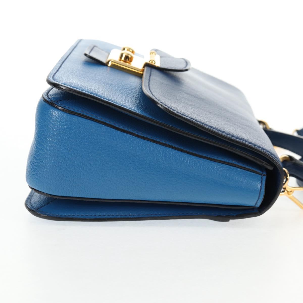 Miu Miu Hand Bag Leather 2way Blue Gold Auth 135331V