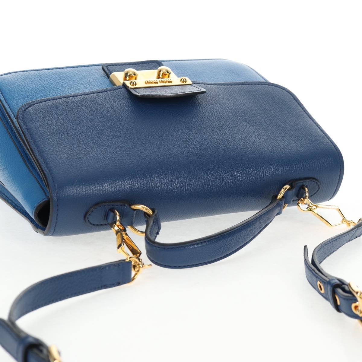 Miu Miu Hand Bag Leather 2way Blue Gold Auth 135331V