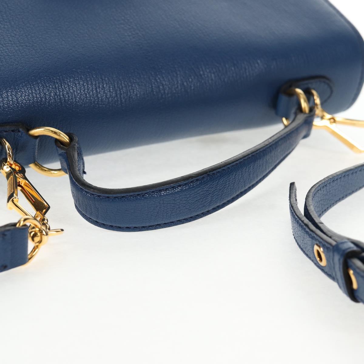 Miu Miu Hand Bag Leather 2way Blue Gold Auth 135331V