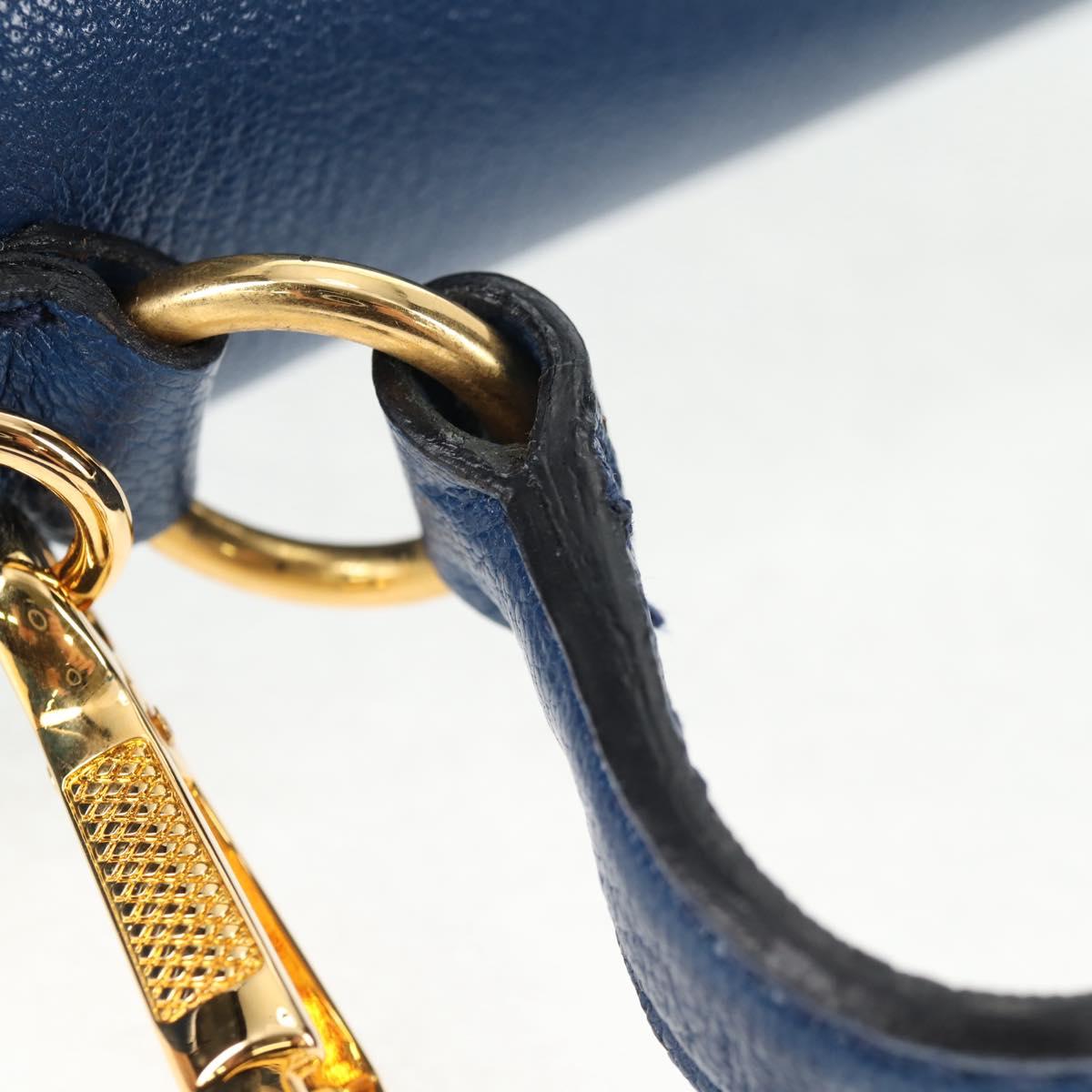 Miu Miu Hand Bag Leather 2way Blue Gold Auth 135331V