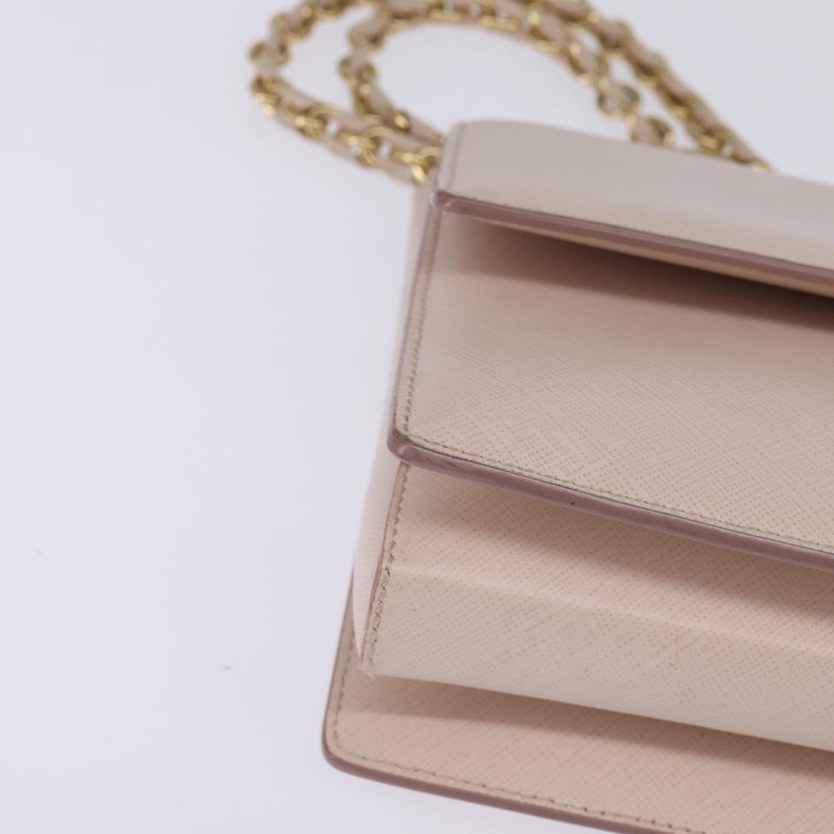 Salvatore Ferragamo Chain Shoulder Bag Leather Pink Gold Auth 135336