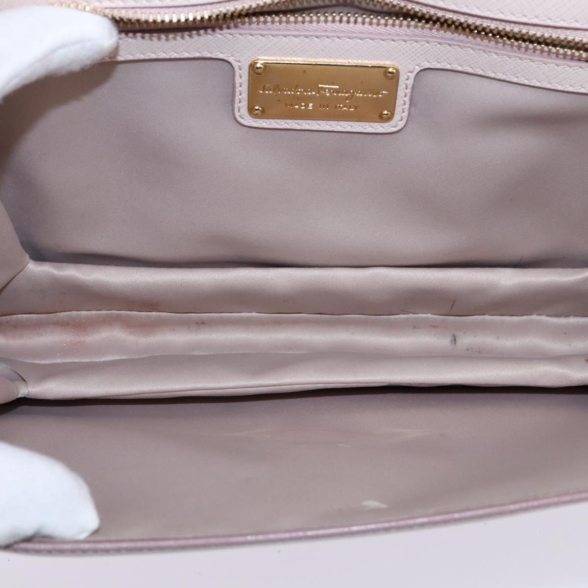 Salvatore Ferragamo Chain Shoulder Bag Leather Pink Gold Auth 135336