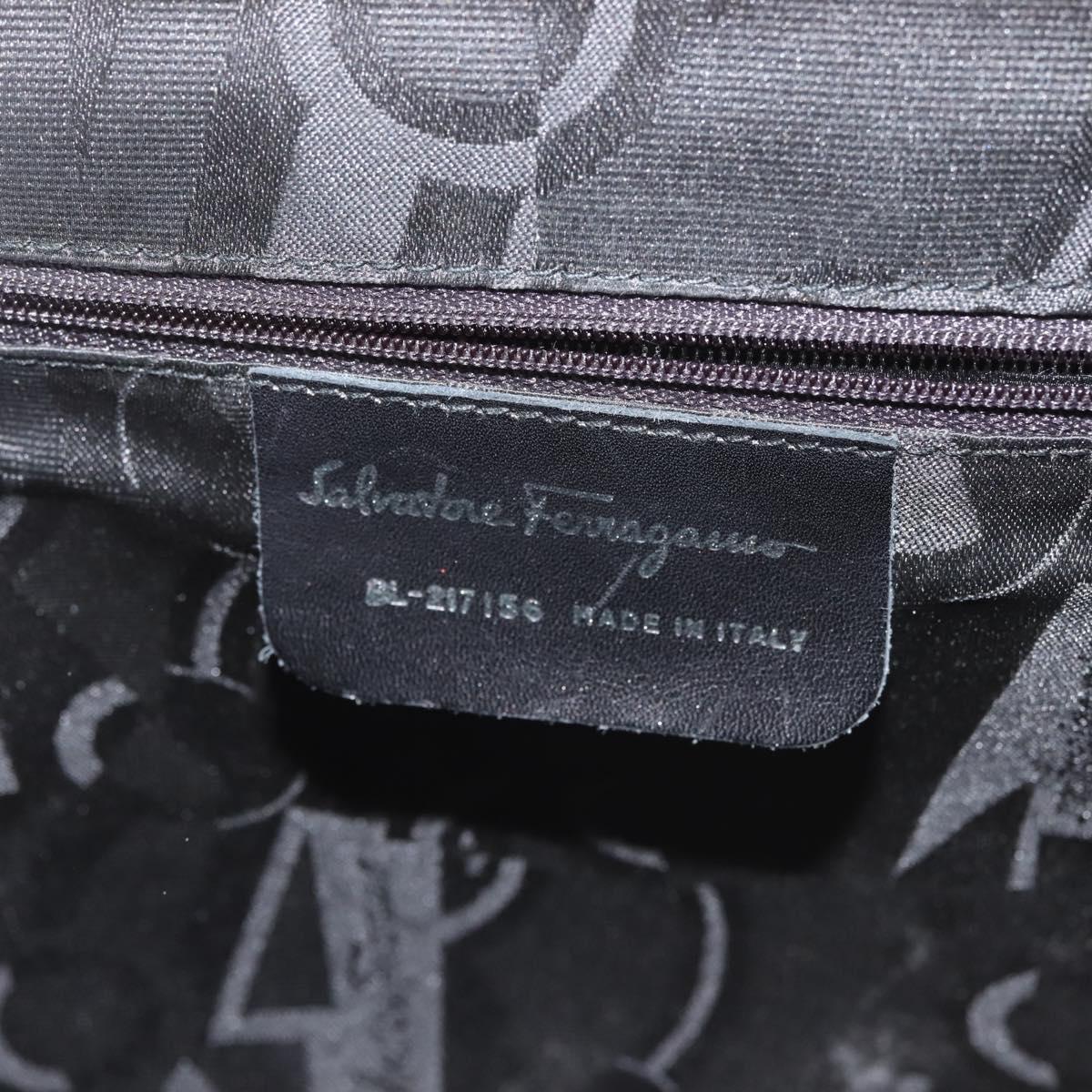Salvatore Ferragamo Gancini Shoulder Bag Leather Brown Silver Auth 135337