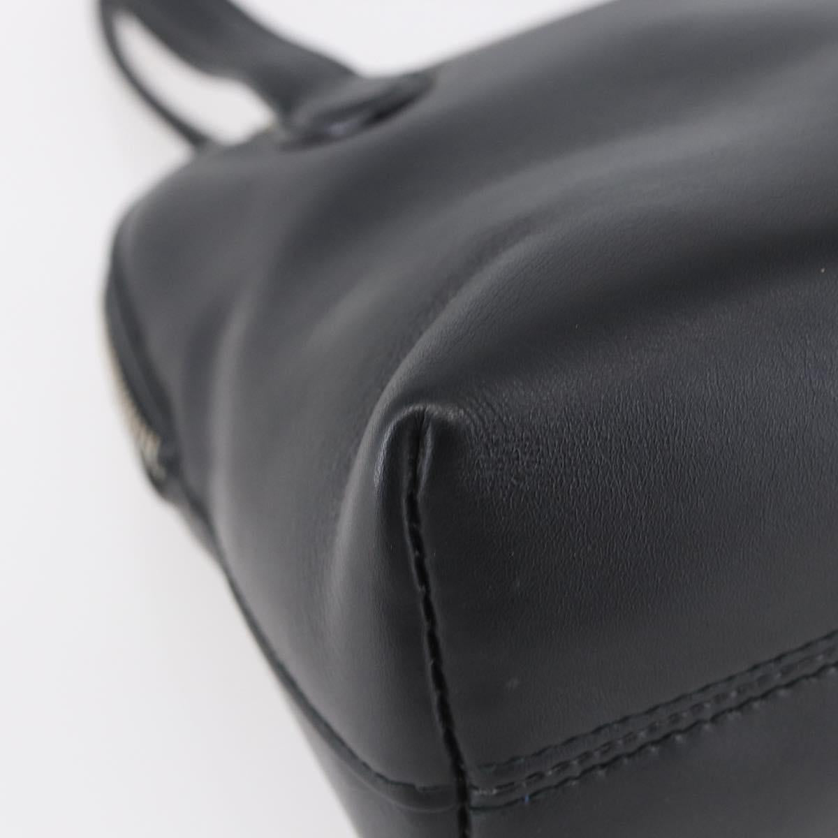 Salvatore Ferragamo Gancini Hand Bag Leather Black Silver Auth 135346