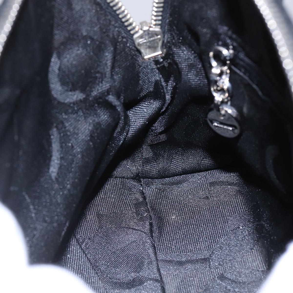 Salvatore Ferragamo Gancini Hand Bag Leather Black Silver Auth 135346