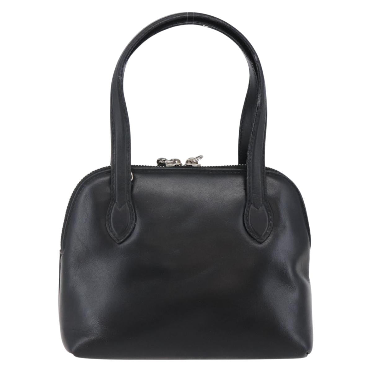 Salvatore Ferragamo Gancini Hand Bag Leather Black Silver Auth 135346