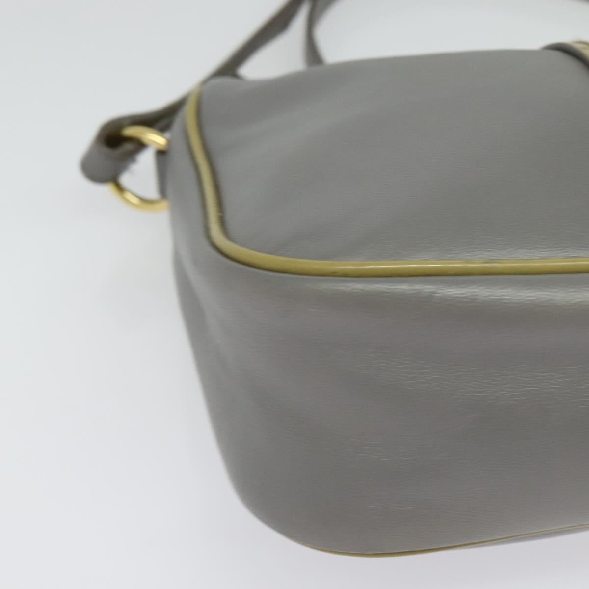Salvatore Ferragamo Vala Shoulder Bag Leather Gray Gold Auth 135353