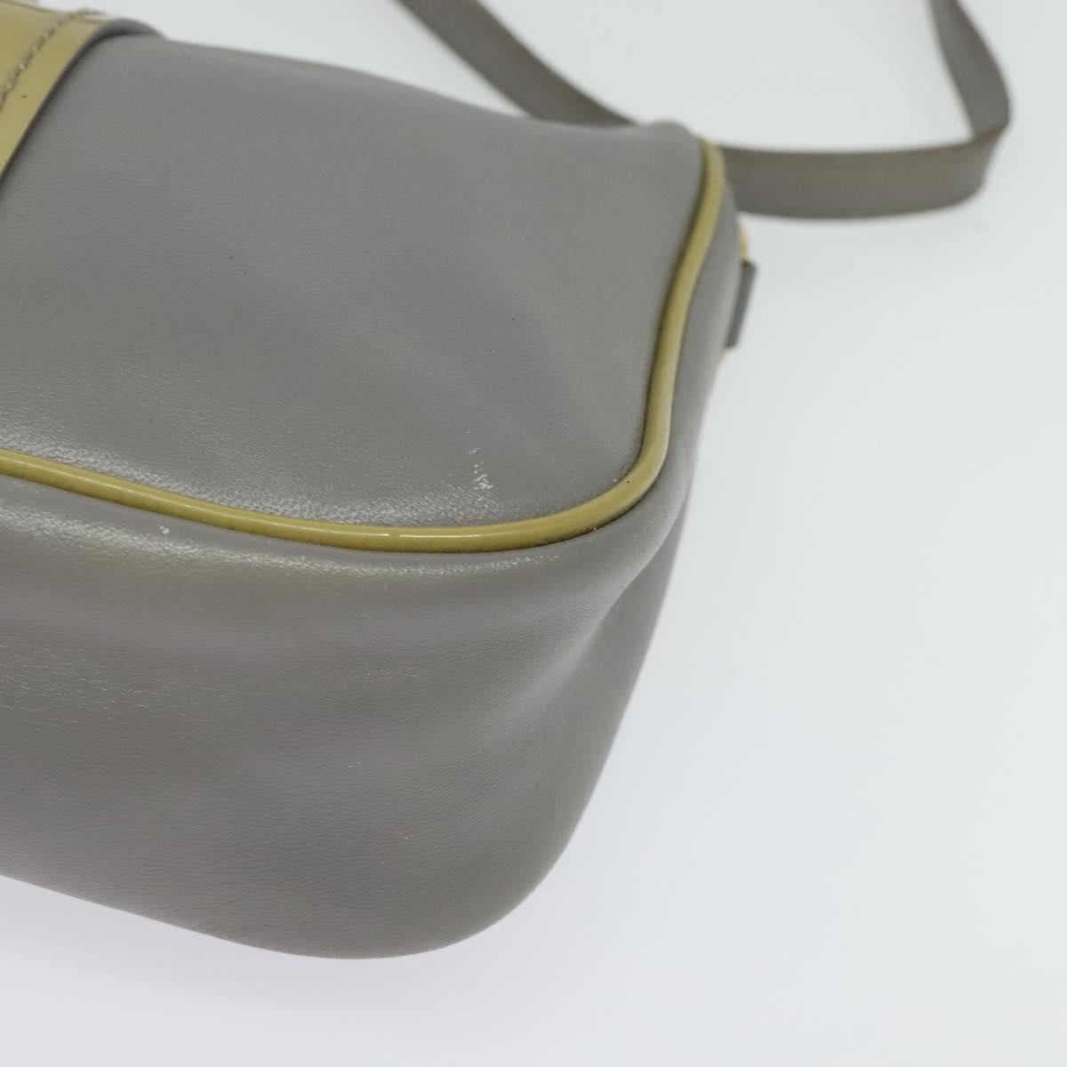 Salvatore Ferragamo Vala Shoulder Bag Leather Gray Gold Auth 135353