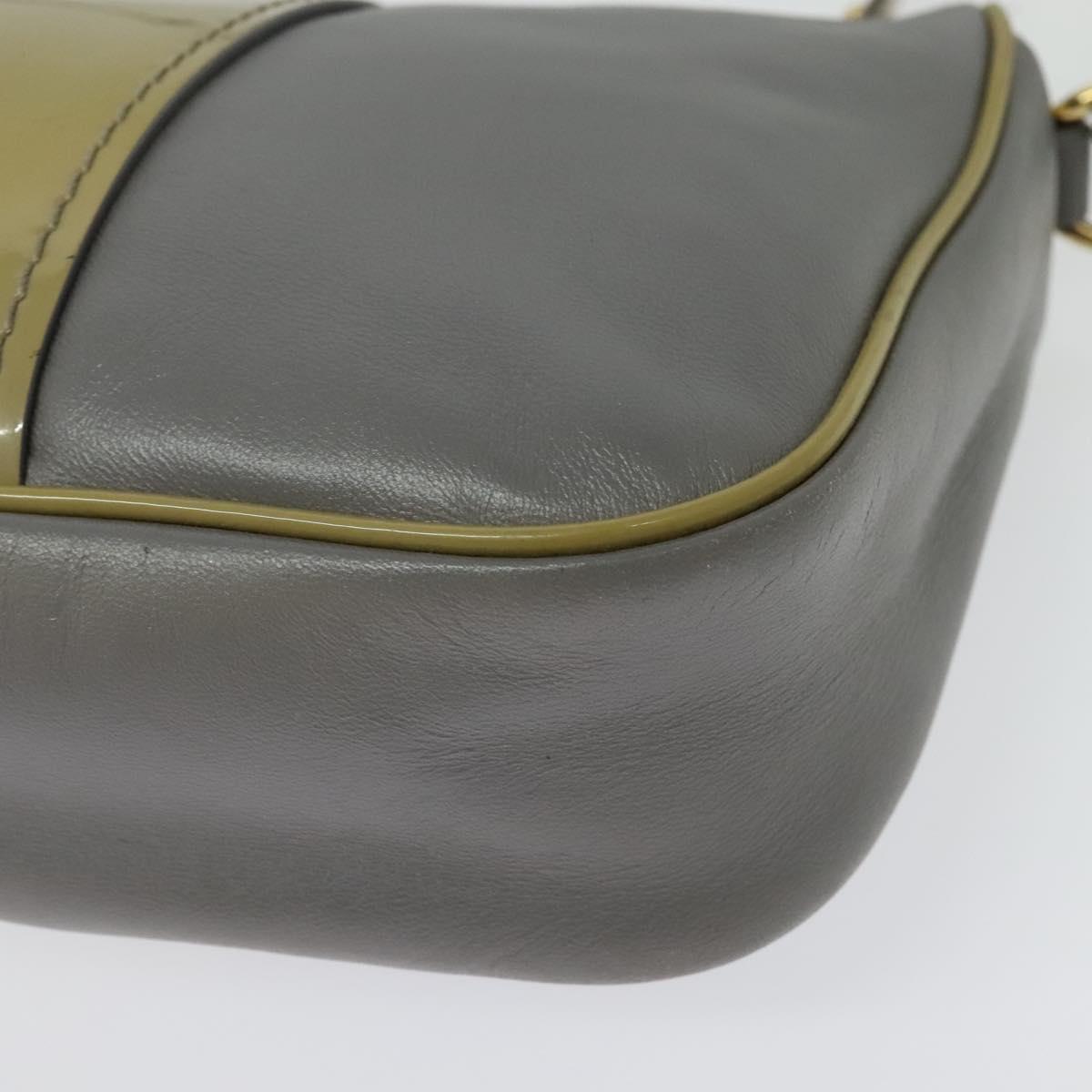 Salvatore Ferragamo Vala Shoulder Bag Leather Gray Gold Auth 135353