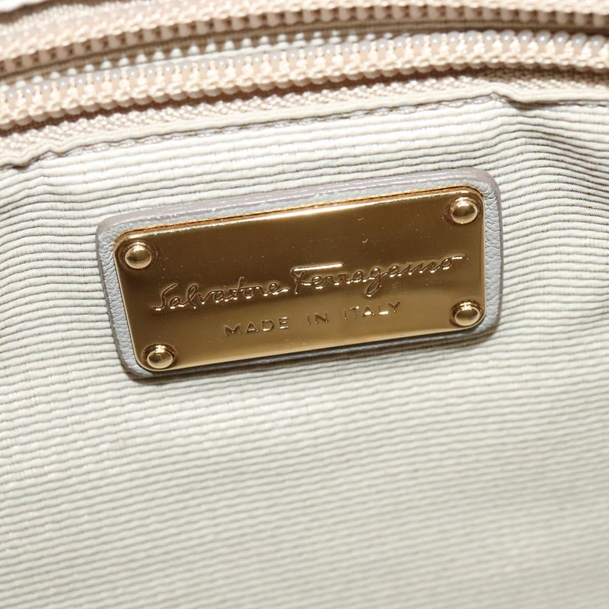 Salvatore Ferragamo Vala Shoulder Bag Leather Gray Gold Auth 135353