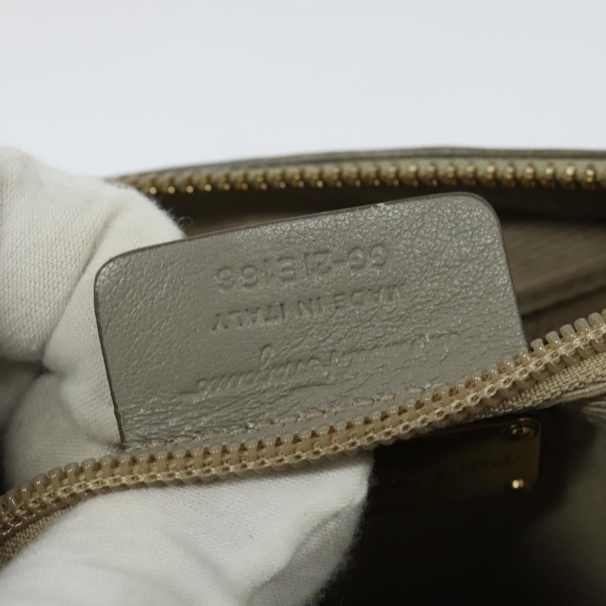 Salvatore Ferragamo Vala Shoulder Bag Leather Gray Gold Auth 135353