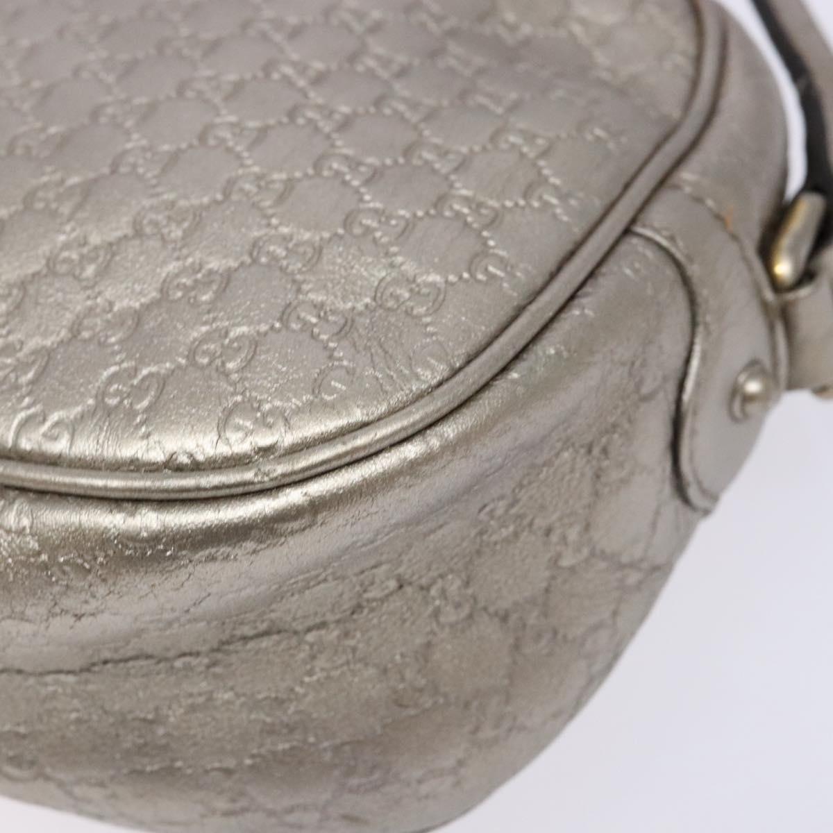 GUCCI Micro GG Canvas Guccissima Shoulder Bag Leather Silver 309538 Auth 135358