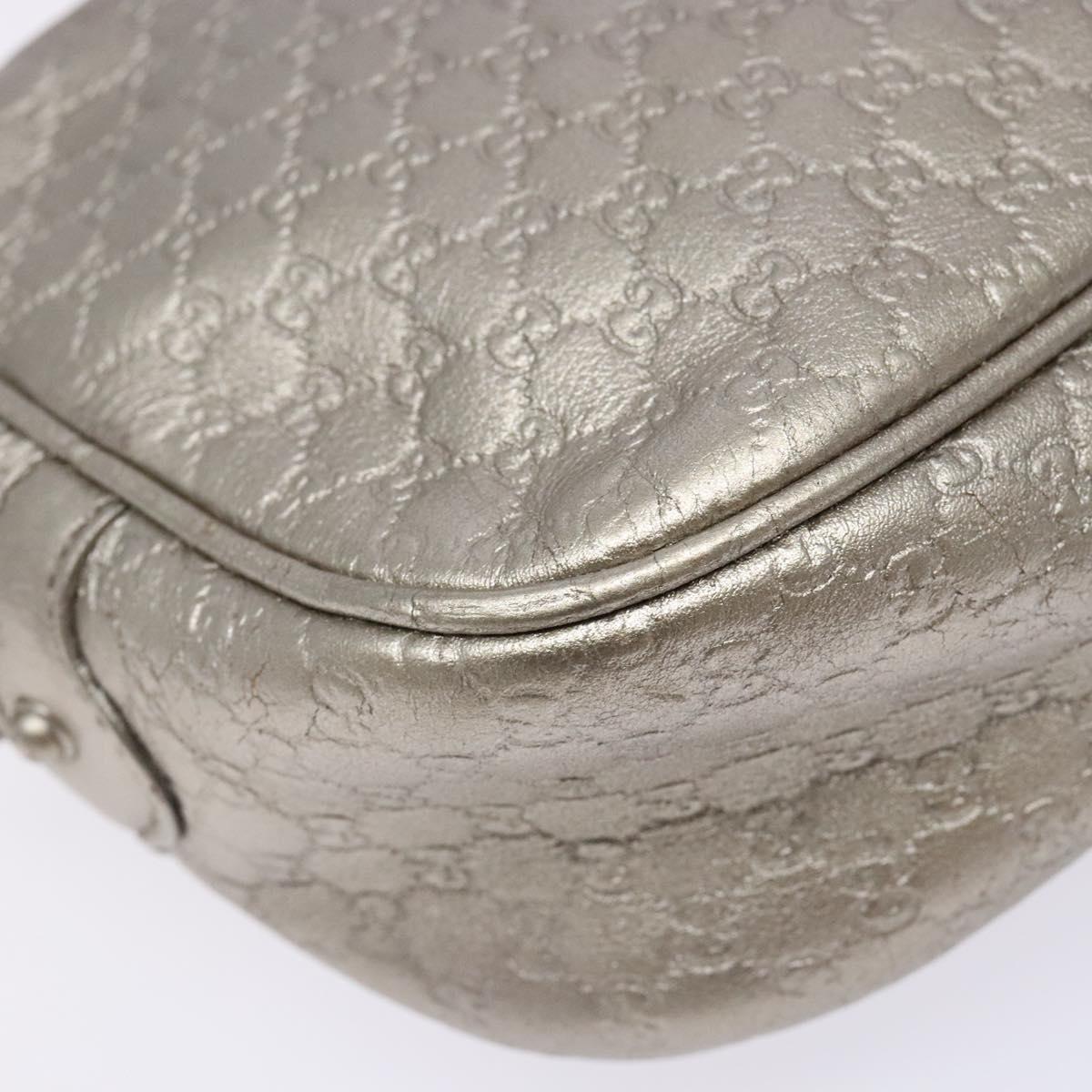 GUCCI Micro GG Canvas Guccissima Shoulder Bag Leather Silver 309538 Auth 135358