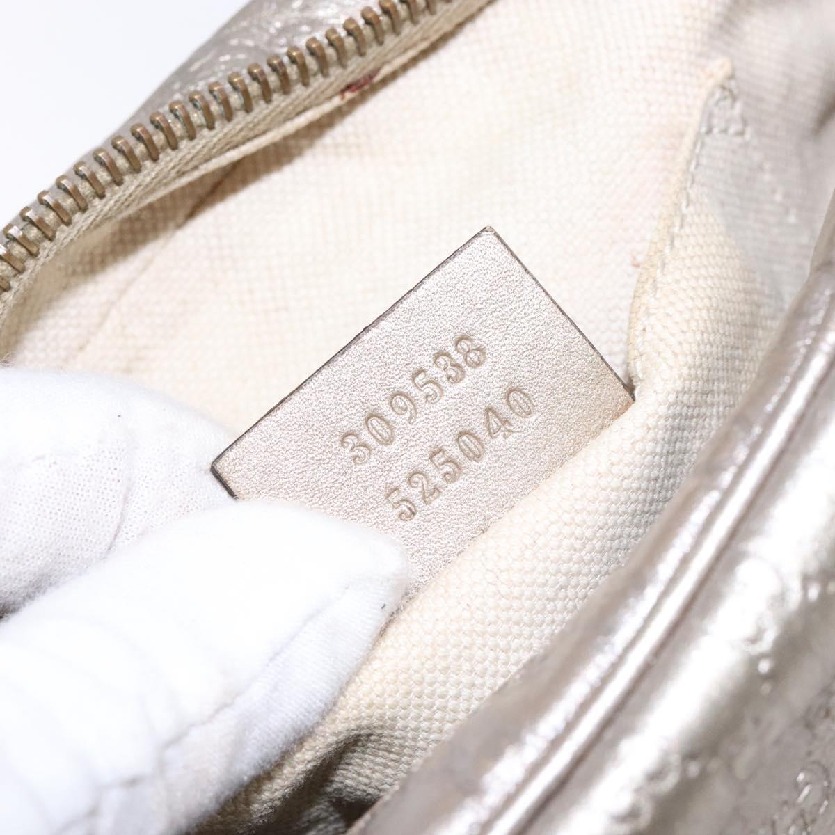 GUCCI Micro GG Canvas Guccissima Shoulder Bag Leather Silver 309538 Auth 135358