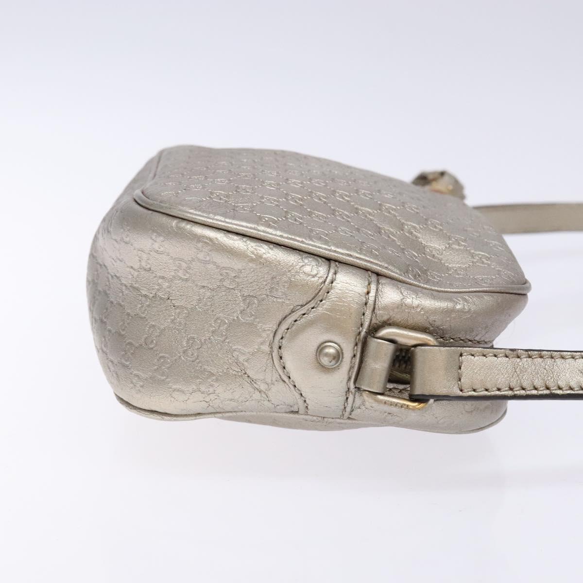 GUCCI Micro GG Canvas Guccissima Shoulder Bag Leather Silver 309538 Auth 135358