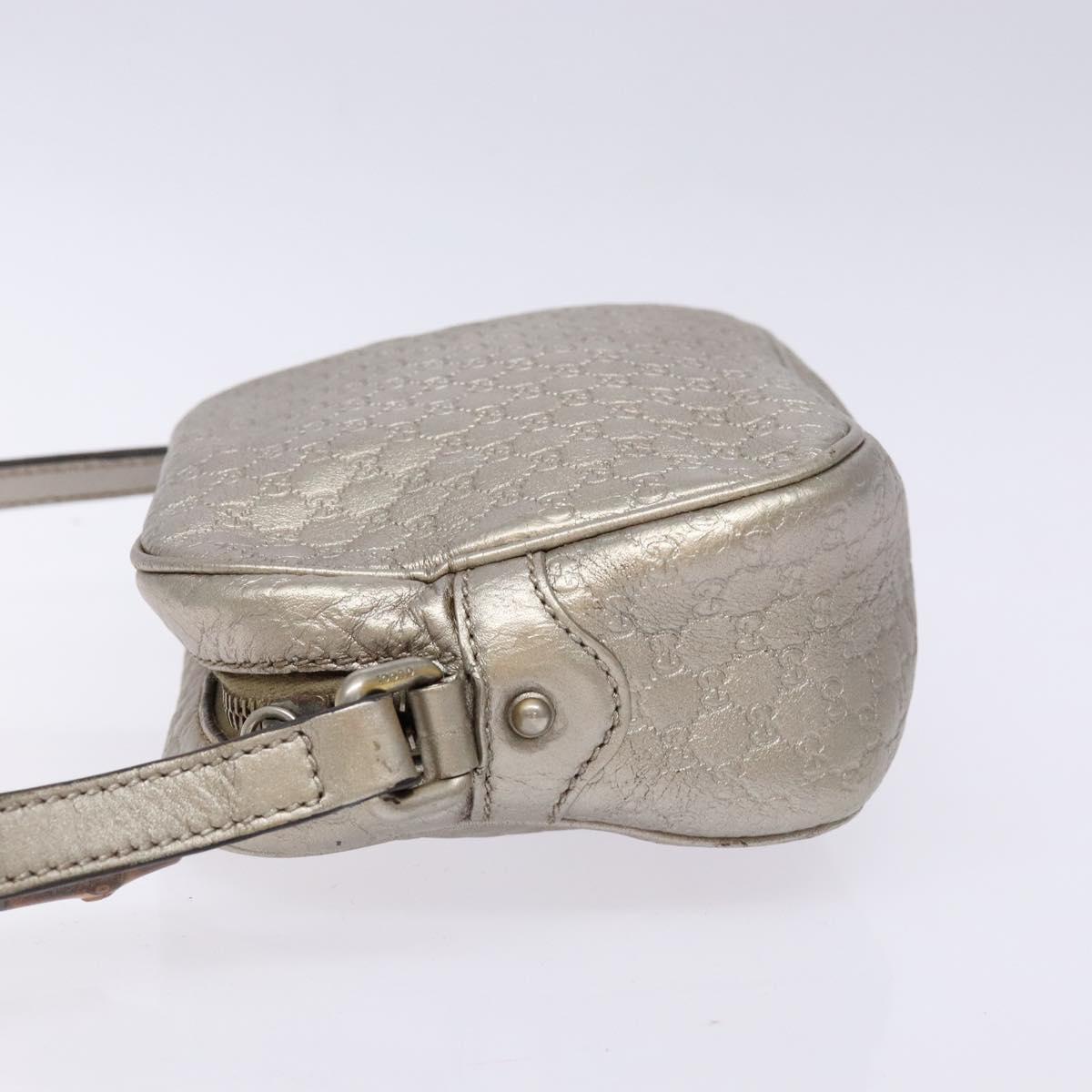 GUCCI Micro GG Canvas Guccissima Shoulder Bag Leather Silver 309538 Auth 135358