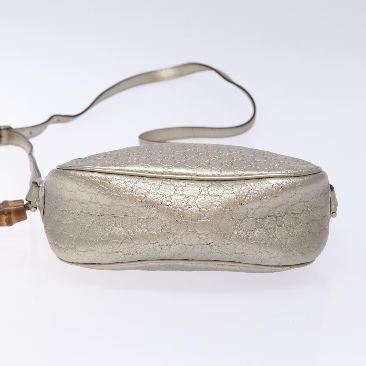 GUCCI Micro GG Canvas Guccissima Shoulder Bag Leather Silver 309538 Auth 135358