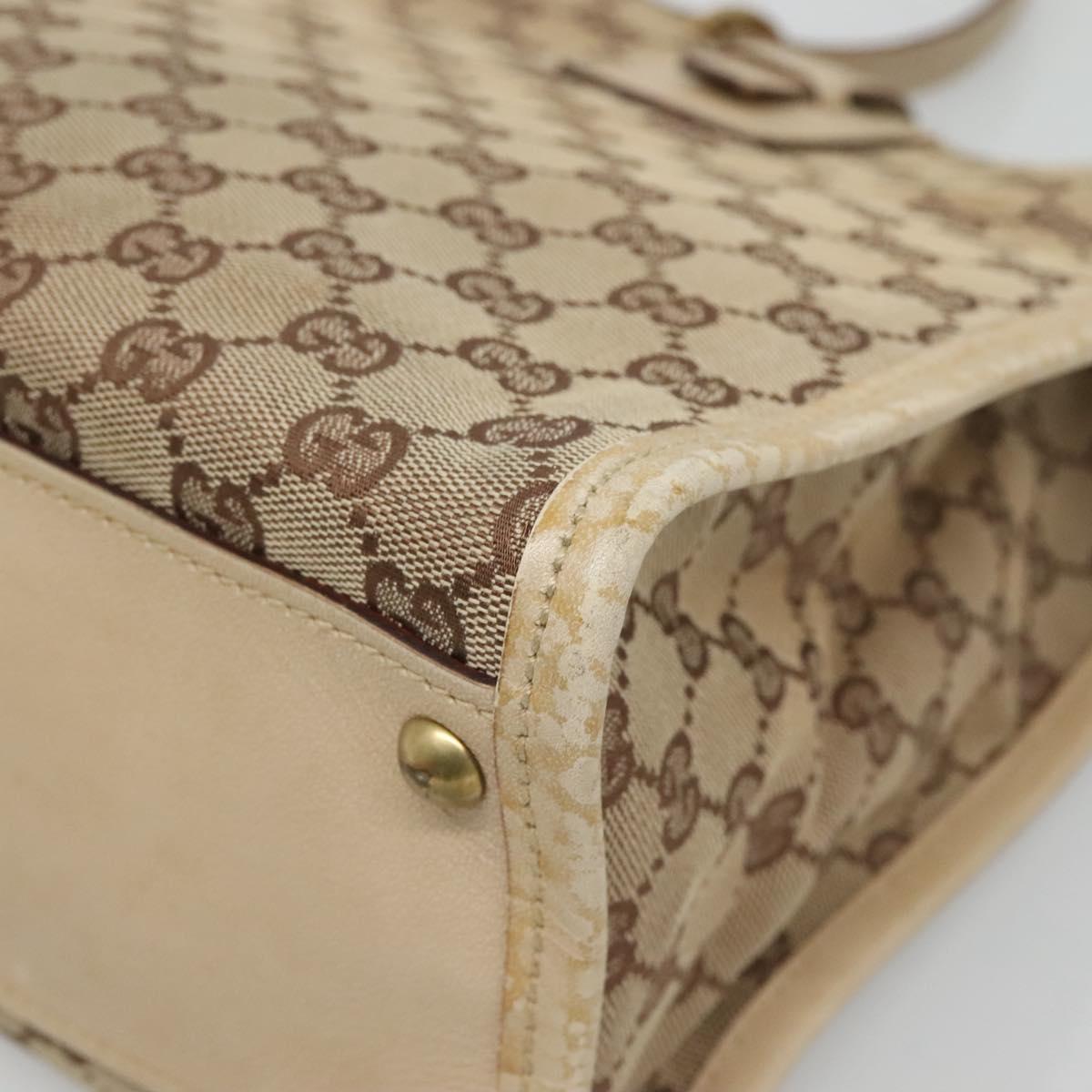 GUCCI GG Canvas Shoulder Bag Beige Gold 110292 Auth 135360