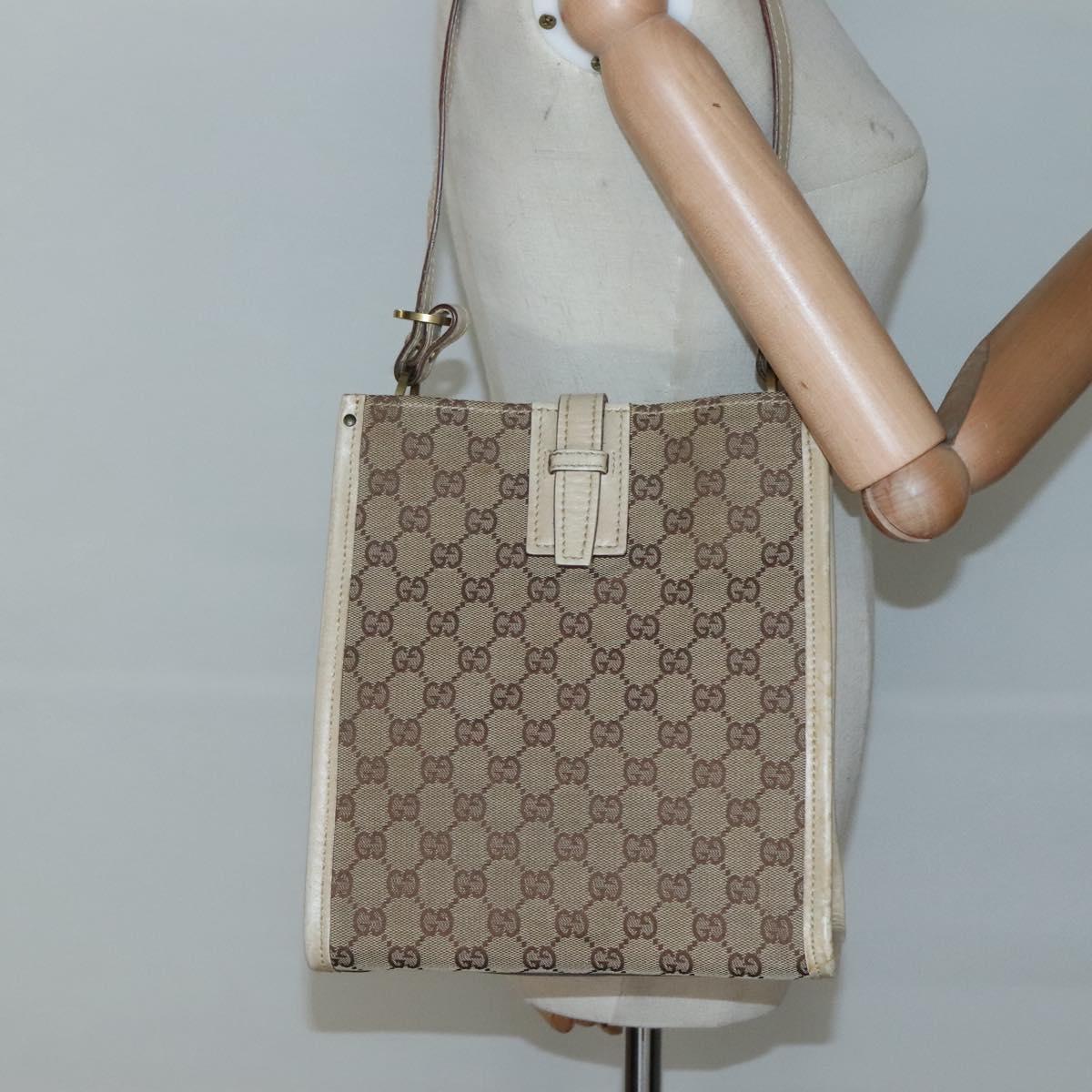 GUCCI GG Canvas Shoulder Bag Beige Gold 110292 Auth 135360