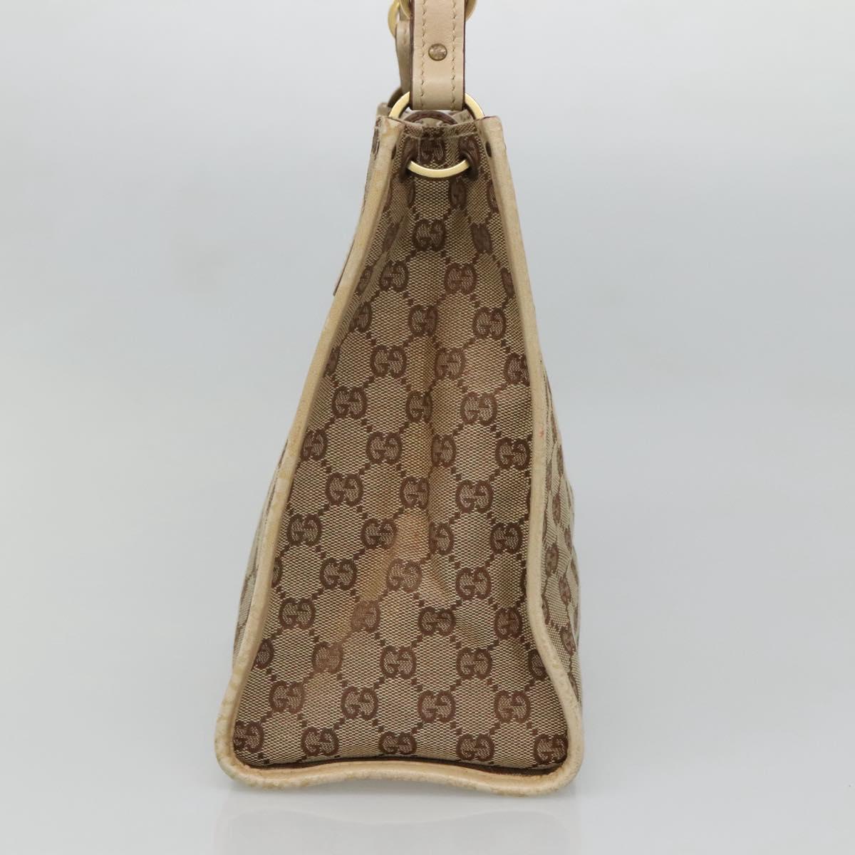 GUCCI GG Canvas Shoulder Bag Beige Gold 110292 Auth 135360